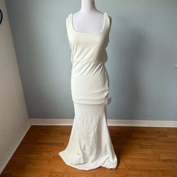 Lulus Loving Fate White Bow Square Neck Backless Maxi Dress Size Large - Picture 5 of 15
